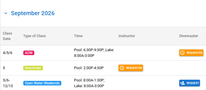 Request classes to teach