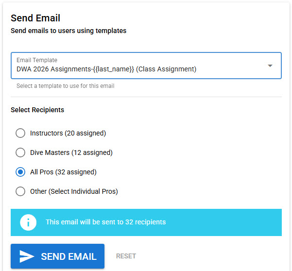 Send email screen